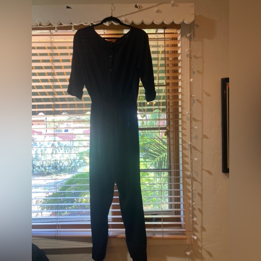 American Apparel Rayon Black Jumpsuit Long Sleeve M